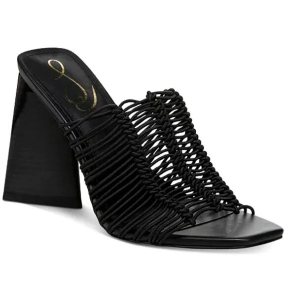 Sam Edelman Laurette Heels 6.5 Black NWOT Sandals Strappy Square Toe 90s Mules - Picture 1 of 8